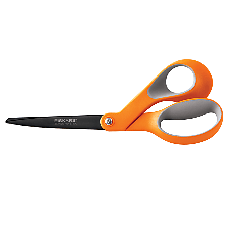 Fiskars® Our Finest Titanium Non-Stick Softgrip® Scissors, 8", Bent, Orange