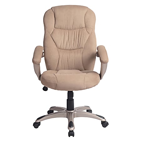 Nulla High-Back Microfiber Chair, 46 1/2"H x 26 3/8"W x 28 3/8"D, Gold Fabric