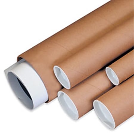 Kraft Mailing Tubes with End Caps - 2 x 15, .060 thick S-3936