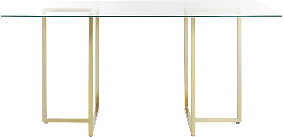 Eurostyle Legend Rectangle Dining Table, 30”H x 48”W x 29”D, Brushed Matte Gold/Clear