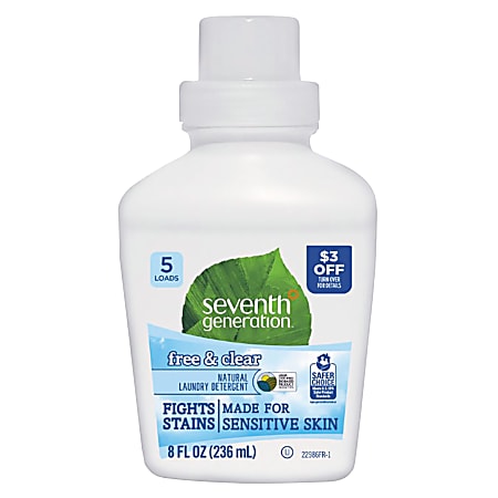 Seventh Generation™ Natural Liquid Laundry Detergent, Unscented, 8 Oz Bottle, Case Of 12