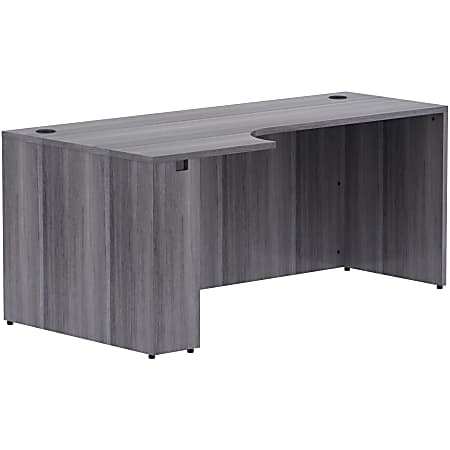 Lorell® 72"W Credenza Computer Desk, Left Corner, Weathered Charcoal