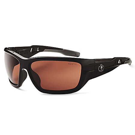 Ergodyne Skullerz® Safety Glasses, Baldr, Polarized, Black Frame, Copper Lens