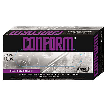 Ansell Conform Natural Rubber Latex Gloves, Medium, Brown, Box Of 100 Gloves