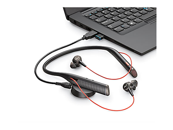 Poly Voyager 6200 UC Headset ear bud over the ear mount Bluetooth wireless active noise canceling black Certified for Microsoft Teams Office Depot