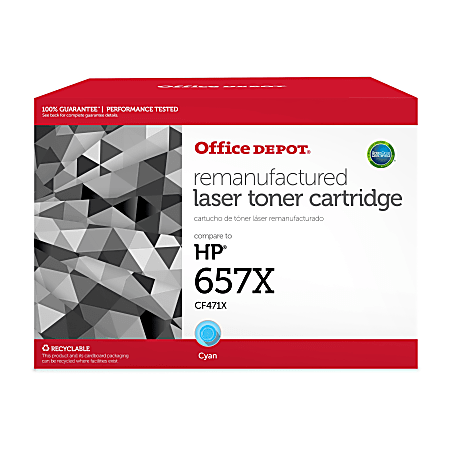 Remanufactured Cyan High-Yield Toner, Replacement for 657X (CF471X), 23,000 Page-Yield Remanufactured Cyan High-Yield Toner, Replacement for 657X (CF471X), 23,000 Page-Yield