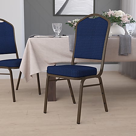 Flash Furniture HERCULES Fabric Crown-Back Stacking Banquet Chair, Navy Pattern/Gold