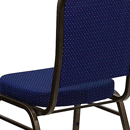 Hercules Series Trapezoidal Back Stacking Banquet Chair in Navy Patterned Fabric - Gold Frame - Flash Furniture