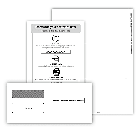 ComplyRight&reg; 1099-NEC Tax Forms Set, Blank, 3-Part, Electronic Filing with Envelopes and Software, 8-1/2" x 11", Pack Of 50