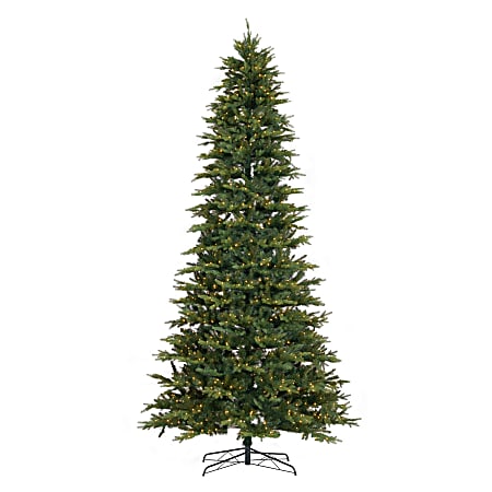 Nearly Natural Belgium Fir 132”H Artificial Christmas Tree With LED Lights And Bendable Branches, 132”H x 58”W x 58”D, Green