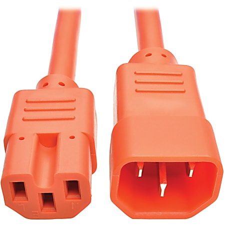 Eaton Tripp Lite Series Power Cord C14 to C15 - Heavy-Duty, 15A, 250V, 14 AWG, 2 ft. (0.61 m), Orange - P018002AOR