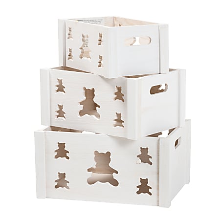 Baxton Studio Sagen 3-Piece Storage Crate Set, White