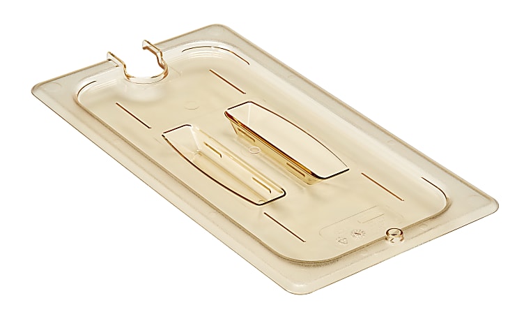 Cambro H-Pan High-Heat GN 1/3 Notched Covers With Handles, 1"H x 6-7/8"W x 12-3/4"D, Amber, Pack Of 6 Covers