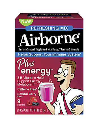 Airborne® Plus Energy Packets, Berry, Pack Of 9