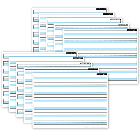 Ashley Productions Smart Poly PosterMat Pals Space Savers, 13" x 9-1/2", 3/4" Handwriting Highlighted Blue, Pack Of 10 Pieces