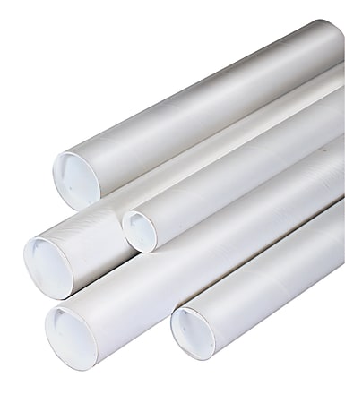 White Mailing Tubes with Caps - 3x36