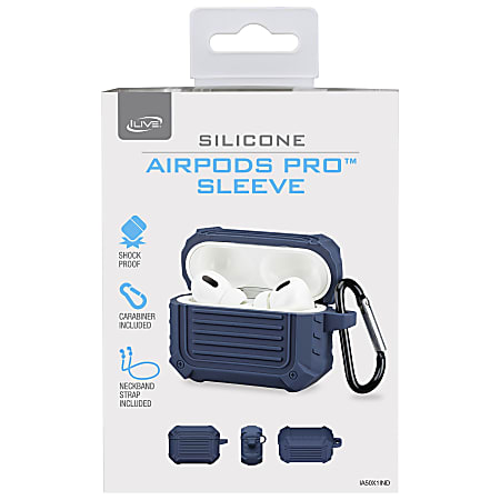 iLive Airpods Pro™ Sleeve With Carabiner, Blue, IA50X1IND