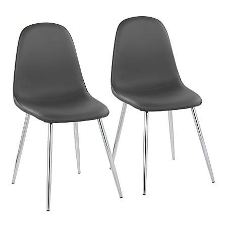 LumiSource Pebble Contemporary Dining Chairs, Gray/Chrome, Set Of 2 Chairs