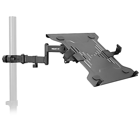 Mount-It! Steel Pole Mount 15.6" Laptop Holder, 6-1/2&rdquo;H x 11-3/4&rdquo;W x 13&rdquo;D, Black/Silver