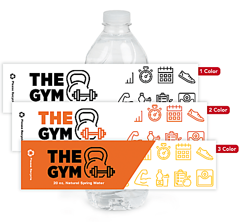 Custom Printed 1, 2 or 3 Color Water Bottle Labels, Rectangle, 2” x 8”, Box Of 250 Labels