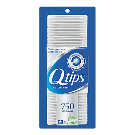 Q-tips Cotton Swabs, 1", White, Box of 750