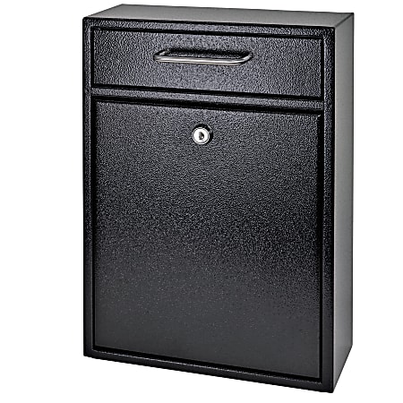 Mail Boss Locking Security Drop Box, 16 1/4"H x 11 1/4"W x 4 3/4"D, Black