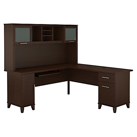 Bush Furniture Somerset 72"W L-Shaped Desk With Hutch, Mocha Cherry, Standard Delivery