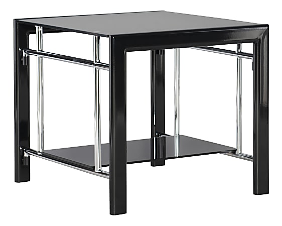 Powell Gerst Glass Side Table, 21-7/8"H x 26"W x 24"D, Black