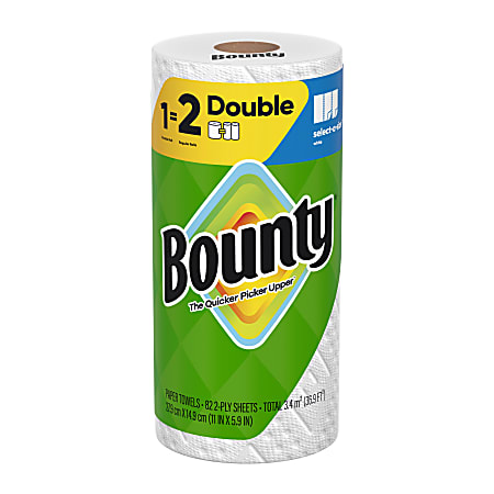 Bounty 2-Ply Paper Towels Select-A-Size Double Rolls, 24 Rolls Total/82 Sheets Per Roll, White