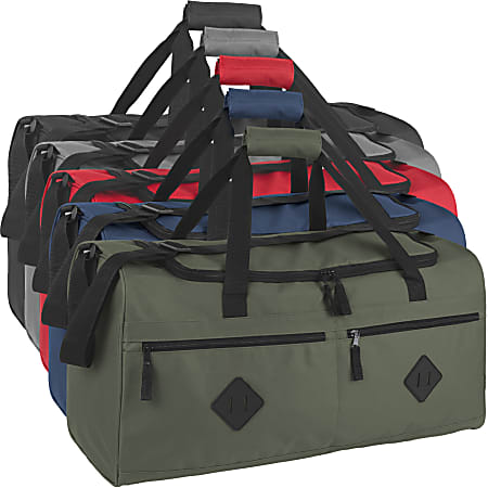 Trailmaker Duffel Bags, 12”H x 24”W x 11-1/2”D, Assorted Colors, Set Of 24 Duffel Bags