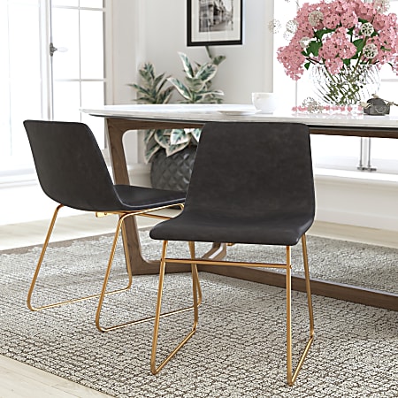 Flash Furniture Commercial Grade Dining Chairs, Gray/Gold, Set