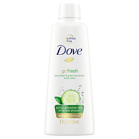 Dove Body Wash, Cucumber Scent, 3 Oz, Carton Of 24 Bottles