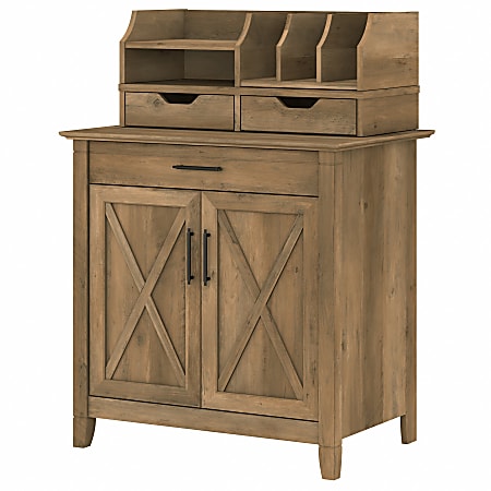 Bush Furniture Key West 30"W Secretary Desk With Storage And Desktop Organizers, Reclaimed Pine, Standard Delivery