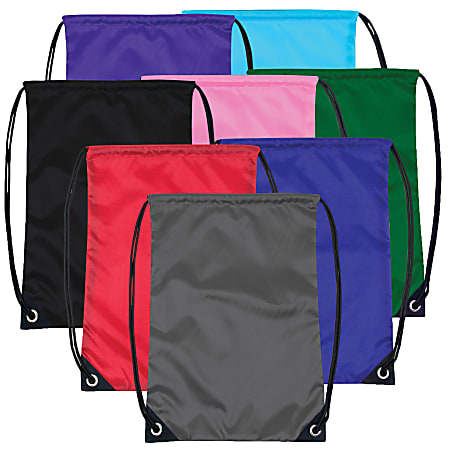 Trailmaker Basic Drawstring Backpacks, Assorted Colors, Case Of 48 Backpacks