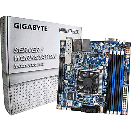 Gigabyte MB10-DS3 Server Motherboard - Intel Chipset - Socket BGA-1667 - Mini ITX - Intel Xeon D-1541 - 32 GB DDR4 SDRAM Maximum RAM - UDIMM, RDIMM, DIMM - 4 x Memory Slots - Gigabit Ethernet - 6 x SATA Interfaces