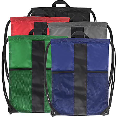 Trailmaker Drawstring Backpacks, Assorted Colors, Case Of 48 Backpacks
