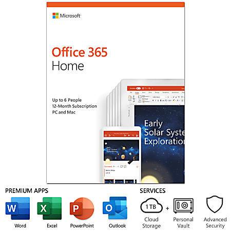 Office 365 Home, For PC/Mac®, 6 Users, 1-Year Subscription