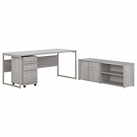 Bush® Business Furniture Hybrid 72"W x 30"D Computer Table Desk With Storage And Mobile File Cabinet, Platinum Gray, Standard Delivery