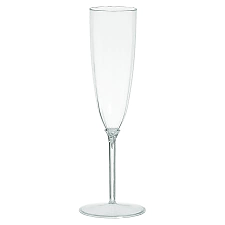 Amscan Premium Plastic Champagne Flutes, 5 Oz, Clear, 8 Flutes Per Pack, Case Of 2 Packs