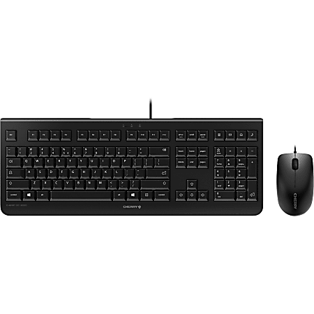 CHERRY DC 2000 Keyboard & Mouse - USB Cable English (US) - Black - USB Cable Optical - 1200 dpi - 3 Button - Scroll Wheel - Black - Calculator, Email, Internet Key, Sleep Hot Key(s) - Symmetrical"