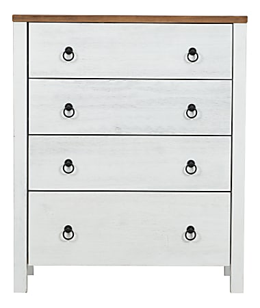 Powell® Home Fashions Bennett Chest, 4 Drawers, White/Rustic Oak