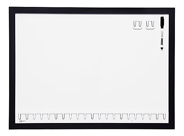 Note Tower® Combo Rail Magnetic Dry-Erase Whiteboard, 17" x 23", Wood Frame With Black Finish