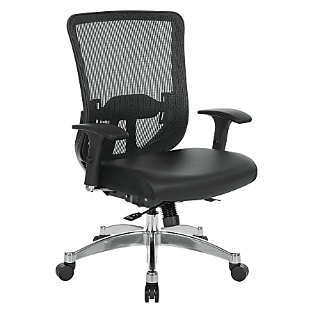 Office Star™ Space Seating 889 Series Ergonomic Mesh/Bonded Leather Mid-Back Chair, Black