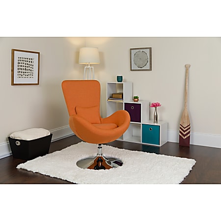 Flash Furniture Egg Side Reception Chair With Bowed Seat, Orange/Chrome