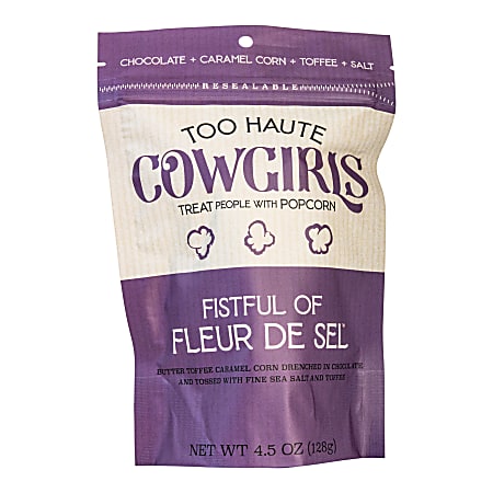 Too Haute Cowgirls Fistful of Fleur de Sel Popcorn, 4.5 Oz, Case Of 12 Bags
