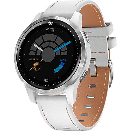Garmin Legacy Saga GPS Watch - Touchscreen - Bluetooth - Wireless LAN - GPS - 168 Hour - Round - 1.57 - Silver, White - Glass Lens, Stainless Steel Bezel, Polymer Cover - Fiber Reinforced Polymer Case - Leather, Silicone