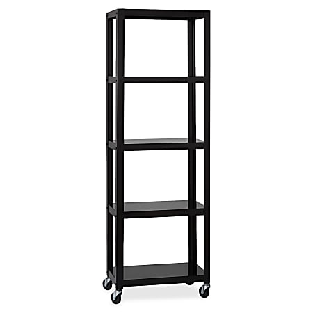 Lorell® Steel Mobile Series Bookcase, 4-Shelf, 6'H, Black