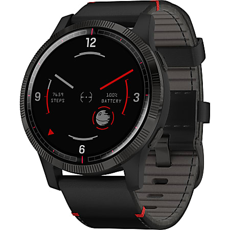 Garmin Legacy Saga GPS Watch - Touchscreen - Bluetooth - Wireless LAN - GPS - 168 Hour - Round - Red, Black - Glass Lens, Stainless Steel Bezel, Polymer Cover - Fiber Reinforced Polymer Case - Leather, Silicone Band - Wate