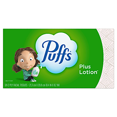 Puffs Plus Lotion Facial Tissues, Family Size Box, 124 Tissues Per Box