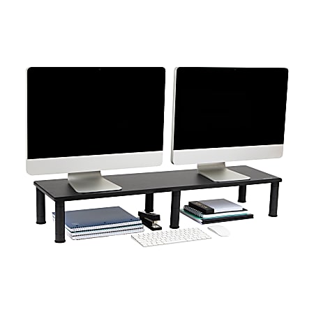 Mind Reader Dual-Monitor Stand, 6-1/2"H x 11"W x 38-1/2"D, Black